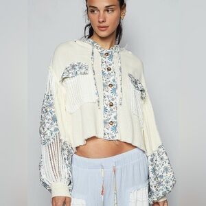 Patchwork Gauze Hoodie